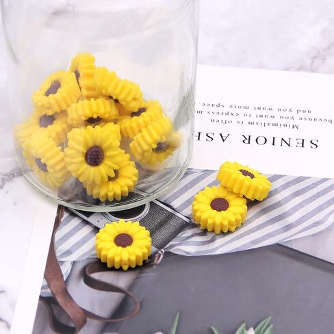 KJMYYXGS Sunflower Silicone Beads, 15PCS Daisy Silicone Focal Beads Silicone Shaped Beads for Keychain Making, Sunflower Beads Daisy Beads for Jewelry Making Silicone Focal Beads for Pens (Yellow) in Saudi Arabia