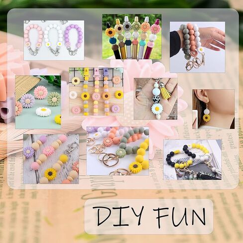 KJMYYXGS Sunflower Silicone Beads, 15PCS Daisy Silicone Focal Beads Silicone Shaped Beads for Keychain Making, Sunflower Beads Daisy Beads for Jewelry Making Silicone Focal Beads for Pens (Yellow) in Saudi Arabia