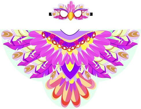 iROLEWIN Eagle-Bird-Wings-Costume for Kids and Bird Mask Owl Dress-Up Costumes for Girls Boys Play Halloween Party Favors in Saudi Arabia