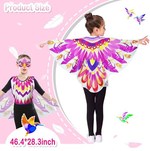 iROLEWIN Eagle-Bird-Wings-Costume for Kids and Bird Mask Owl Dress-Up Costumes for Girls Boys Play Halloween Party Favors in Saudi Arabia