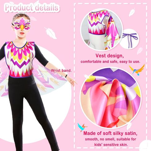 iROLEWIN Eagle-Bird-Wings-Costume for Kids and Bird Mask Owl Dress-Up Costumes for Girls Boys Play Halloween Party Favors in Saudi Arabia