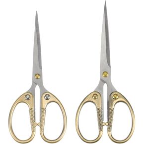 HARFINGTON 1 Set Vintage Embroidery Scissors 6" 5.3" Stainless Steel Mini Scissors for Sewing Crafting Cross Stitch Handcraft Craft Art Needle Work DIY, Bronze Tone