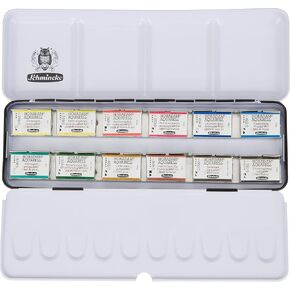 Schmincke - HORADAM AQUARELL color box with 12 finest watercolors, 74312097, metal box, painting set, 12 x 1/1 pans