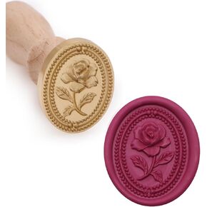 Wax Seal Stamp 3D Relief Wax Seal Removable Wooden Handle Wax Seal Stamps Personalized Wax Seal Stamp Stereoscopic Rose Wax Seal Stamp Make Envelopes Wedding Invitations Postcards Invitations