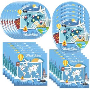 فريراند 40 قطعة من لوازم حفلات ادفنتشر وورلد أويتس تتضمن 20 طبقًا و20 منديلًا لتزيين حفلات أعياد الميلاد في السفر العالمي in Kuwait