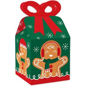 Big Dot of Happiness Gingerbread Christmas - علب هدايا مربعة الشكل - صناديق على شكل قوس لحفلات الأعياد من Gingerbread Man - مجموعة من 12 قطعة in Kuwait
