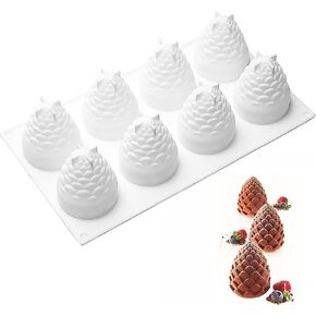 FVVMEED 8 تجويف 3D صنوبر مخروطي الشكل موس قوالب عيد الميلاد شمعة صنوبر سيليكون قالب كيك شمع صابون حلوى صينية خبز قالب حلوى حلوى حلوى حلوى حلوى قالب شوكولاتة شمعدة صناعة يدوية هدايا ديكور المنزل in Kuwait