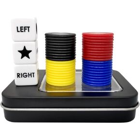 Left Right Center Dice Game Prime Set with 3 Dices + 40 Chips (Colorful) (4 Mixed Colors)