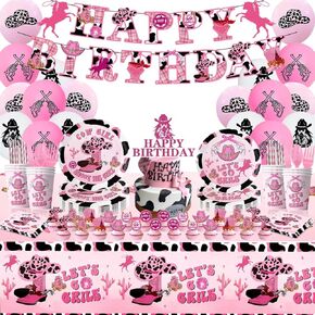 Party Supplies for Western Cowboy Jazz Hat Wind Theme Birthday Party Decoration Set Pull Flag Cake Insert Sign Balloon Tablecloth Dinner Plates Cups Straws Paper Towels for 20 Guests in Kuwait