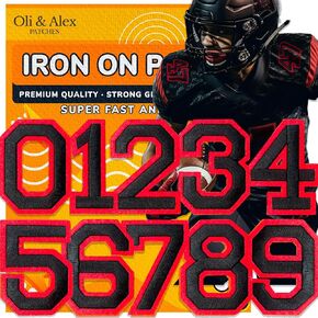 Oli and Alex Iron On Patches 2.1 inch - 10 pcs of Patches Numbers for Clothing - Super Glue - No sew Needed - Embroidery Patch Football Team School University - DIY number appliques