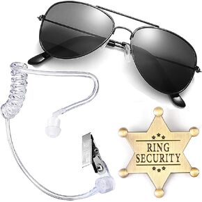 Ring Wedding Bearer Security:Ring Wedding Security Set Sun Glasses + EarPiece Cosplay + Ring Badge Ring Box Bearer For Kids Outfit Spy Police Fbi Toys