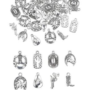 YETOOME 48 Pieces Western Cowboy Charms for Jewelry Making, Western Horse Boot Charms Antique Silver Alloy Pendants Charms for Bracelet Earrings Necklace Jewelry Making (8 Styles) in Kuwait