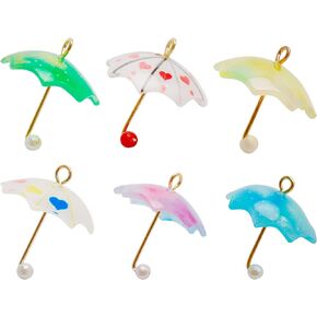 18 Pcs 6 Colors Acrylic Umbrella Charms Pendant Mini Pearl Umbrella Pendant Brass Ring Umbrella Pendant for Earrings Necklace Making Craft Accessories in Kuwait