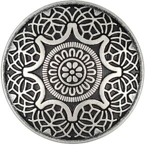 Bezelry 10 Pieces Arabesque Flower Metal Shank Buttons. 25mm (1 inch) (Antique Silver)