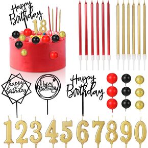 Yerliker 34 Pcs Happy Birthday Cake Toppers Candles,Gold in Saudi Arabia