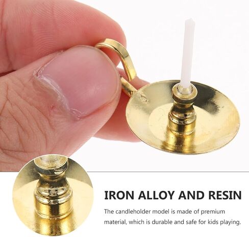 2pcs Dollhouse Miniature Candlesticks Handheld Candlestick Holder Dollhouse Candle Dollhouse Accessories Miniature Candle Holders Decor (Golden) in Saudi Arabia
