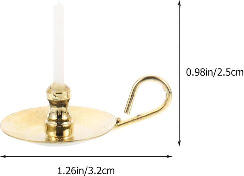 2pcs Dollhouse Miniature Candlesticks Handheld Candlestick Holder Dollhouse Candle Dollhouse Accessories Miniature Candle Holders Decor (Golden) in Saudi Arabia