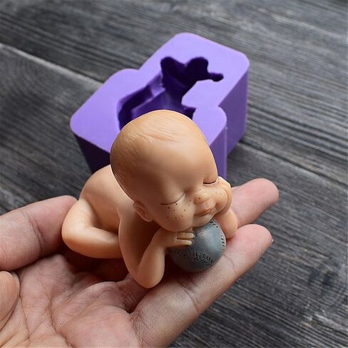 Football Baby Soap Mold,3D Newborn for Handmade Soap Fondant Silicone Mold Cake Decoration Mold Candle mold Runloo(1#) in Saudi Arabia