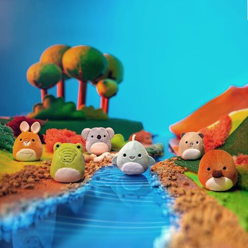 Squishville by Original Squishmallows Down Under Squad Plush - Six 2-Inch Wesley, Kayla, Keely, Ham, Santino, and Sharon Plush - Toys for Kids (SQM0215) in Kuwait