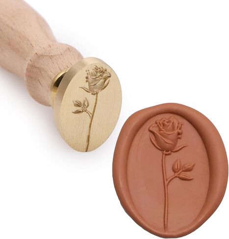 Wax Seal Stamp 3D Relief Wax Seal Removable Wooden Handle Wax Seal Stamps Personalized Wax Seal Stamp Stereoscopic Rose Wax Seal Stamp Make Envelopes Wedding Invitations Postcards Invitations in Kuwait