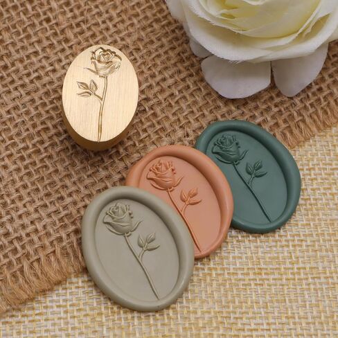 Wax Seal Stamp 3D Relief Wax Seal Removable Wooden Handle Wax Seal Stamps Personalized Wax Seal Stamp Stereoscopic Rose Wax Seal Stamp Make Envelopes Wedding Invitations Postcards Invitations in Kuwait