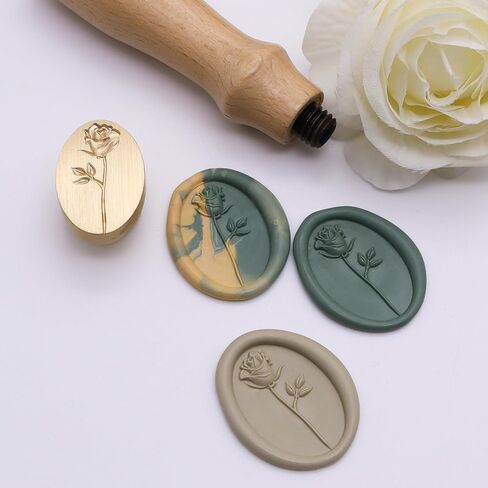 Wax Seal Stamp 3D Relief Wax Seal Removable Wooden Handle Wax Seal Stamps Personalized Wax Seal Stamp Stereoscopic Rose Wax Seal Stamp Make Envelopes Wedding Invitations Postcards Invitations in Kuwait