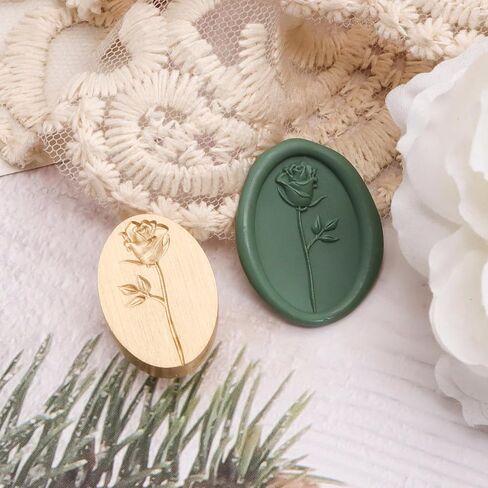 Wax Seal Stamp 3D Relief Wax Seal Removable Wooden Handle Wax Seal Stamps Personalized Wax Seal Stamp Stereoscopic Rose Wax Seal Stamp Make Envelopes Wedding Invitations Postcards Invitations in Kuwait
