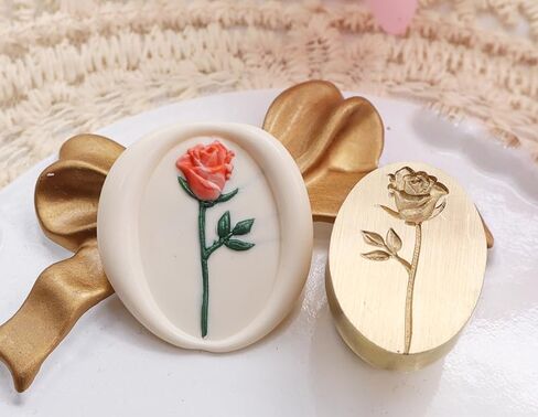 Wax Seal Stamp 3D Relief Wax Seal Removable Wooden Handle Wax Seal Stamps Personalized Wax Seal Stamp Stereoscopic Rose Wax Seal Stamp Make Envelopes Wedding Invitations Postcards Invitations in Kuwait