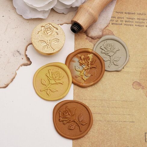 ختم الشمع ختم 3D الإغاثة ختم الشمع مقبض خشبي قابل للإزالة الشمع ختم الطوابع شخصية ختم الشمع ختم مجسمة روز ختم الشمع ختم جعل المغلفات دعوات الزفاف بطاقات بريدية دعوات in Kuwait