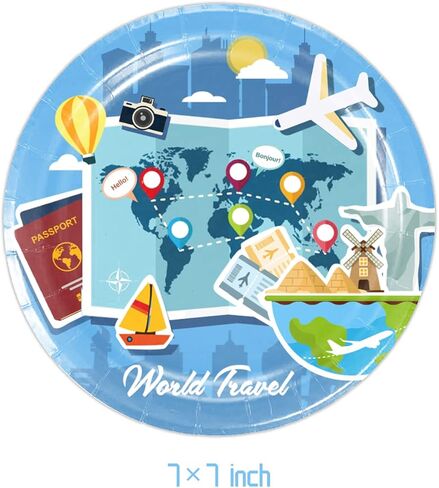 فريراند 40 قطعة من لوازم حفلات ادفنتشر وورلد أويتس تتضمن 20 طبقًا و20 منديلًا لتزيين حفلات أعياد الميلاد في السفر العالمي in Kuwait