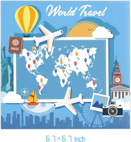 فريراند 40 قطعة من لوازم حفلات ادفنتشر وورلد أويتس تتضمن 20 طبقًا و20 منديلًا لتزيين حفلات أعياد الميلاد في السفر العالمي in Kuwait