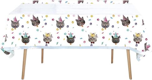 Cat Party Supplies Tableware ,Kitten Disposable Dinnerware 20 Plates , 20Napkins And Table Covers,Cat Birthday Party Decorations for Girls/Boys in Kuwait