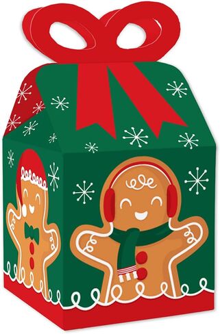 Big Dot of Happiness Gingerbread Christmas - Square Favor Gift Boxes - Gingerbread Man Holiday Party Bow Boxes - Set of 12 in Saudi Arabia