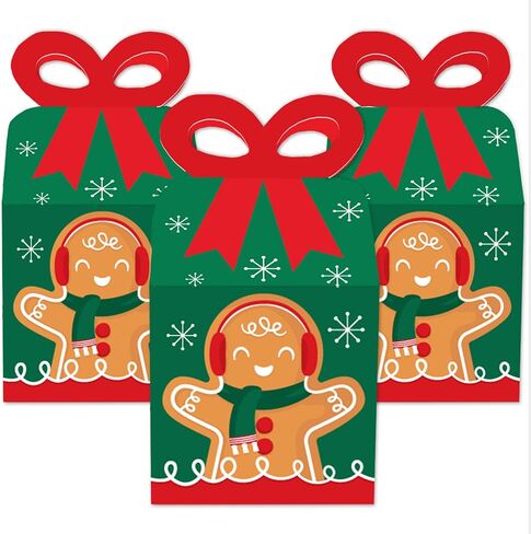 Big Dot of Happiness Gingerbread Christmas - Square Favor Gift Boxes - Gingerbread Man Holiday Party Bow Boxes - Set of 12 in Saudi Arabia