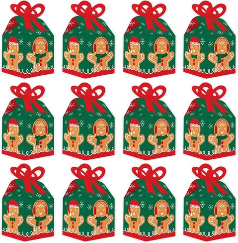 Big Dot of Happiness Gingerbread Christmas - Square Favor Gift Boxes - Gingerbread Man Holiday Party Bow Boxes - Set of 12 in Saudi Arabia