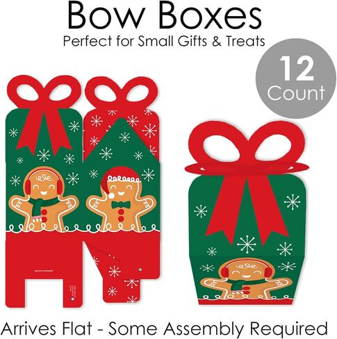 Big Dot of Happiness Gingerbread Christmas - Square Favor Gift Boxes - Gingerbread Man Holiday Party Bow Boxes - Set of 12 in Saudi Arabia