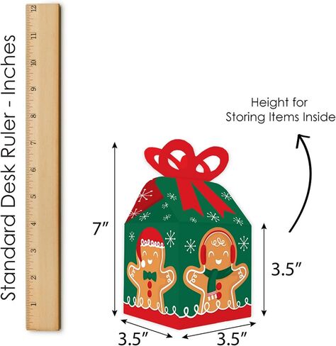 Big Dot of Happiness Gingerbread Christmas - Square Favor Gift Boxes - Gingerbread Man Holiday Party Bow Boxes - Set of 12 in Saudi Arabia
