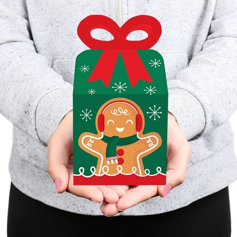 Big Dot of Happiness Gingerbread Christmas - Square Favor Gift Boxes - Gingerbread Man Holiday Party Bow Boxes - Set of 12 in Saudi Arabia