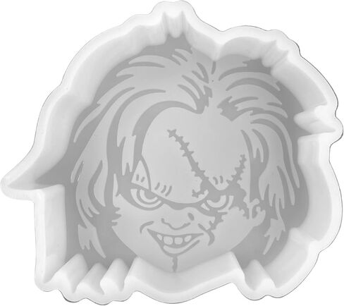 Halloween Chucky Doll Scary Fall Freshie Mold for Scented Cured Aroma Beads 3.25x3.8x0.8"D Southern Resin, Car Candle, Soap, Freshie Oven Safe Silicone Heat Resistant in Saudi Arabia
