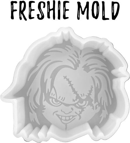 Halloween Chucky Doll Scary Fall Freshie Mold for Scented Cured Aroma Beads 3.25x3.8x0.8"D Southern Resin, Car Candle, Soap, Freshie Oven Safe Silicone Heat Resistant in Saudi Arabia