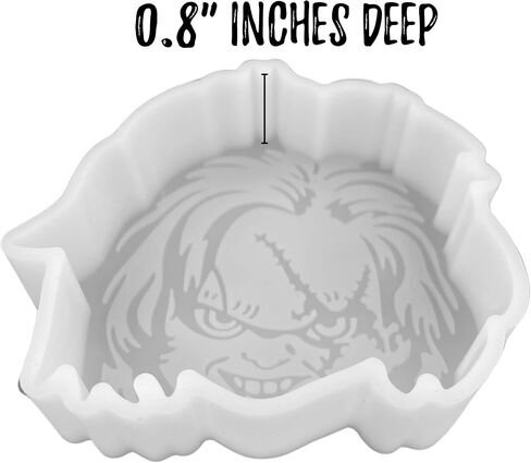 Halloween Chucky Doll Scary Fall Freshie Mold for Scented Cured Aroma Beads 3.25x3.8x0.8"D Southern Resin, Car Candle, Soap, Freshie Oven Safe Silicone Heat Resistant in Saudi Arabia
