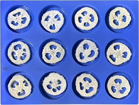 مجموعة قوالب صابون الليفة من كرافتيرز إيليمنتس تتضمن - 12 شريحة لوفة وقرص حلاقة أزرق للحلاقة، 12 تجويف 118 جرام بار من الراتنج ومجموعة صنع الصابون in Kuwait