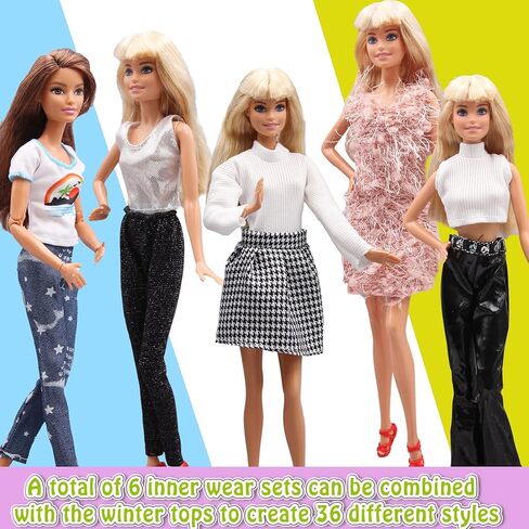 زتويدن معطف شتوي من الملابس والاكسسوارات لدمية الفتاة مقاس 30 سم مع حذاء دمية، معطف شتوي جاكيت جينز وفستان وتنورة وتي شيرت وقبعة وقلائد وشنطة يد للبنات هدية الكريسماس in Kuwait