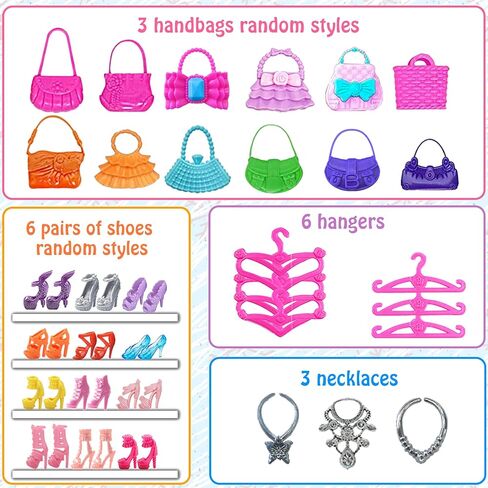 زتويدن معطف شتوي من الملابس والاكسسوارات لدمية الفتاة مقاس 30 سم مع حذاء دمية، معطف شتوي جاكيت جينز وفستان وتنورة وتي شيرت وقبعة وقلائد وشنطة يد للبنات هدية الكريسماس in Kuwait