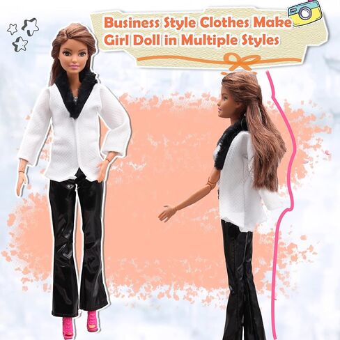 زتويدن معطف شتوي من الملابس والاكسسوارات لدمية الفتاة مقاس 30 سم مع حذاء دمية، معطف شتوي جاكيت جينز وفستان وتنورة وتي شيرت وقبعة وقلائد وشنطة يد للبنات هدية الكريسماس in Kuwait