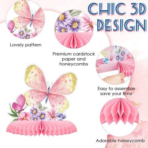 23 Pcs Butterfly Birthday Decorations Butterfly Birthday Banner Butterfly Party Decorations Butterfly Centerpieces for Tables Butterfly Cutouts Butterfly Decorations for Birthday Baby Shower Party in Saudi Arabia