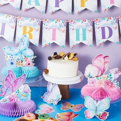 23 Pcs Butterfly Birthday Decorations Butterfly Birthday Banner Butterfly Party Decorations Butterfly Centerpieces for Tables Butterfly Cutouts Butterfly Decorations for Birthday Baby Shower Party in Saudi Arabia