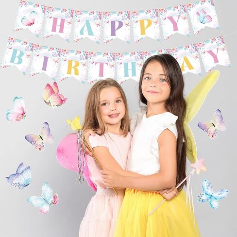 23 Pcs Butterfly Birthday Decorations Butterfly Birthday Banner Butterfly Party Decorations Butterfly Centerpieces for Tables Butterfly Cutouts Butterfly Decorations for Birthday Baby Shower Party in Saudi Arabia