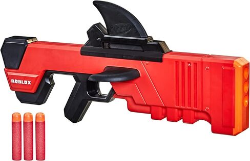 NERF Roblox MM2: Shark Seeker Dart Blaster، Shark-Fin Priming، 3 سهام ضخمة، رمز لفتح العنصر الافتراضي داخل اللعبة in Saudi Arabia