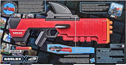 NERF Roblox MM2: Shark Seeker Dart Blaster، Shark-Fin Priming، 3 سهام ضخمة، رمز لفتح العنصر الافتراضي داخل اللعبة in Saudi Arabia